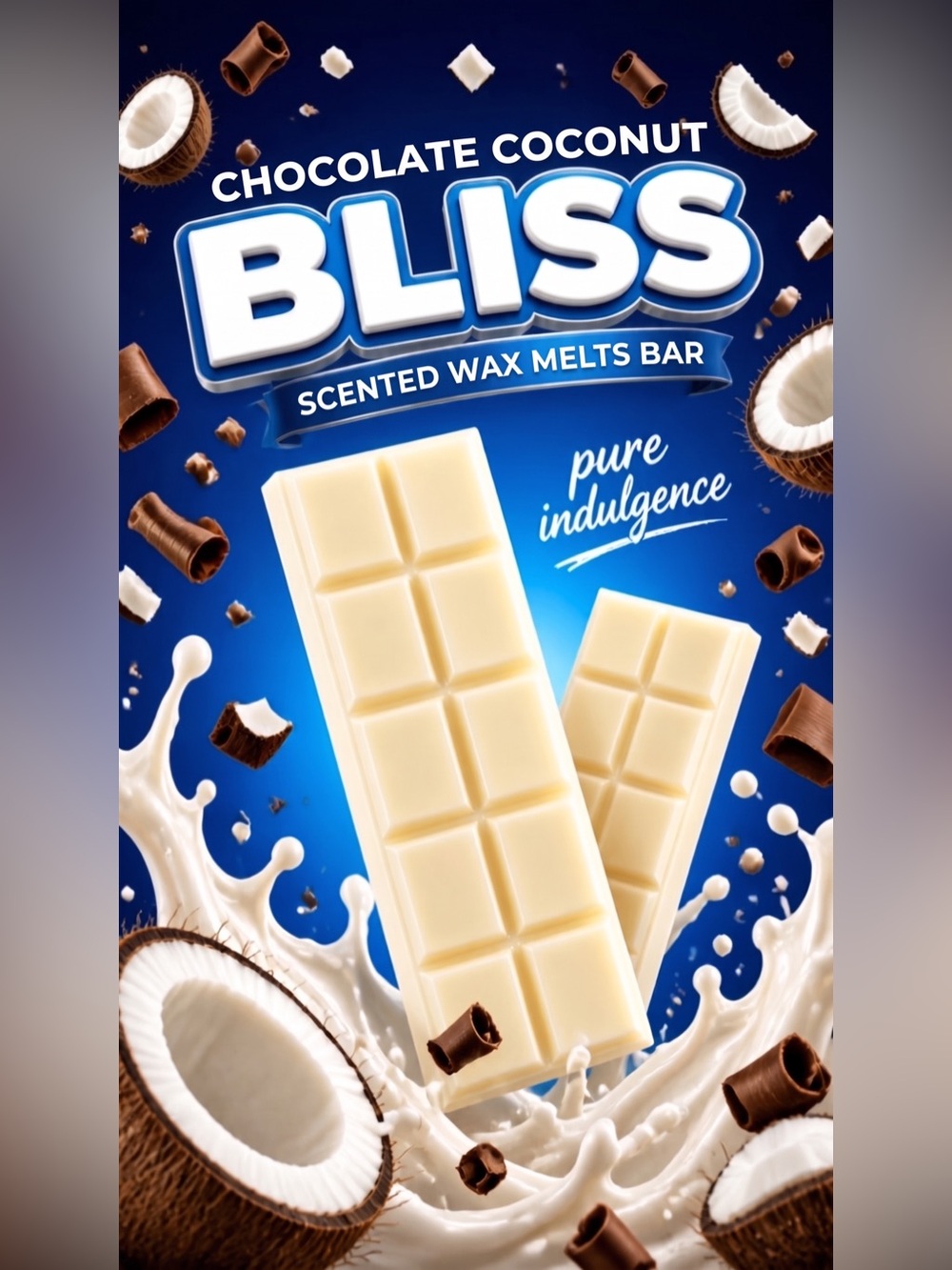Hand Crafted Chocolate Coconut Bliss Scented Wax Melts Bar - 1 Bar